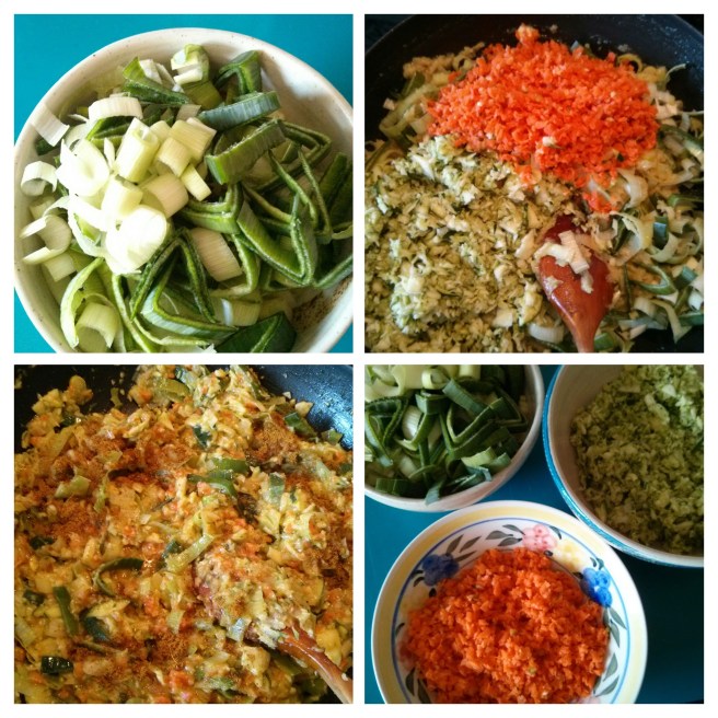 Pastís de carn i verdures de brou, piquem i ofeguem les verdures