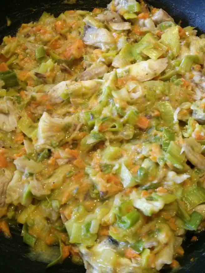 Pastis de molles de peix del brou, la farça