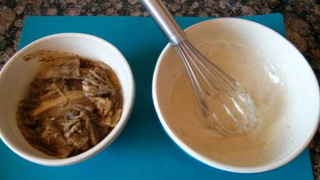 Albergínia pelada i salsa de tahina