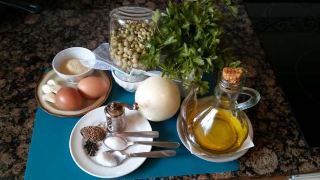 Falafel amb pèsols germinats, ingredients