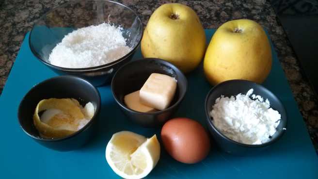 Pastís de poma i coco, ingredients